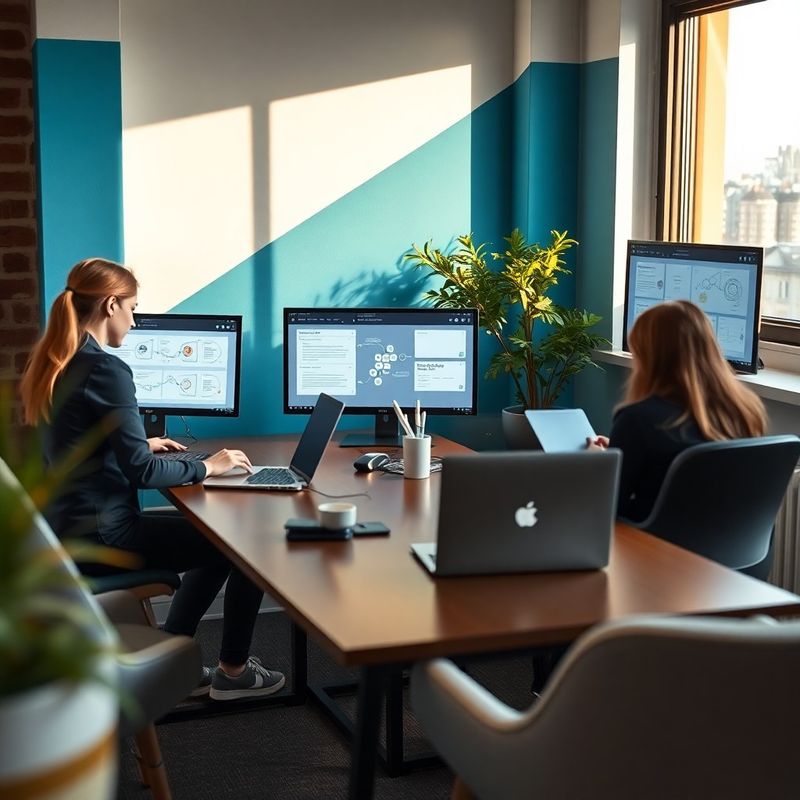 Mały zespół pracujący w nowoczesnym biurze coworkingowym w Poznaniu